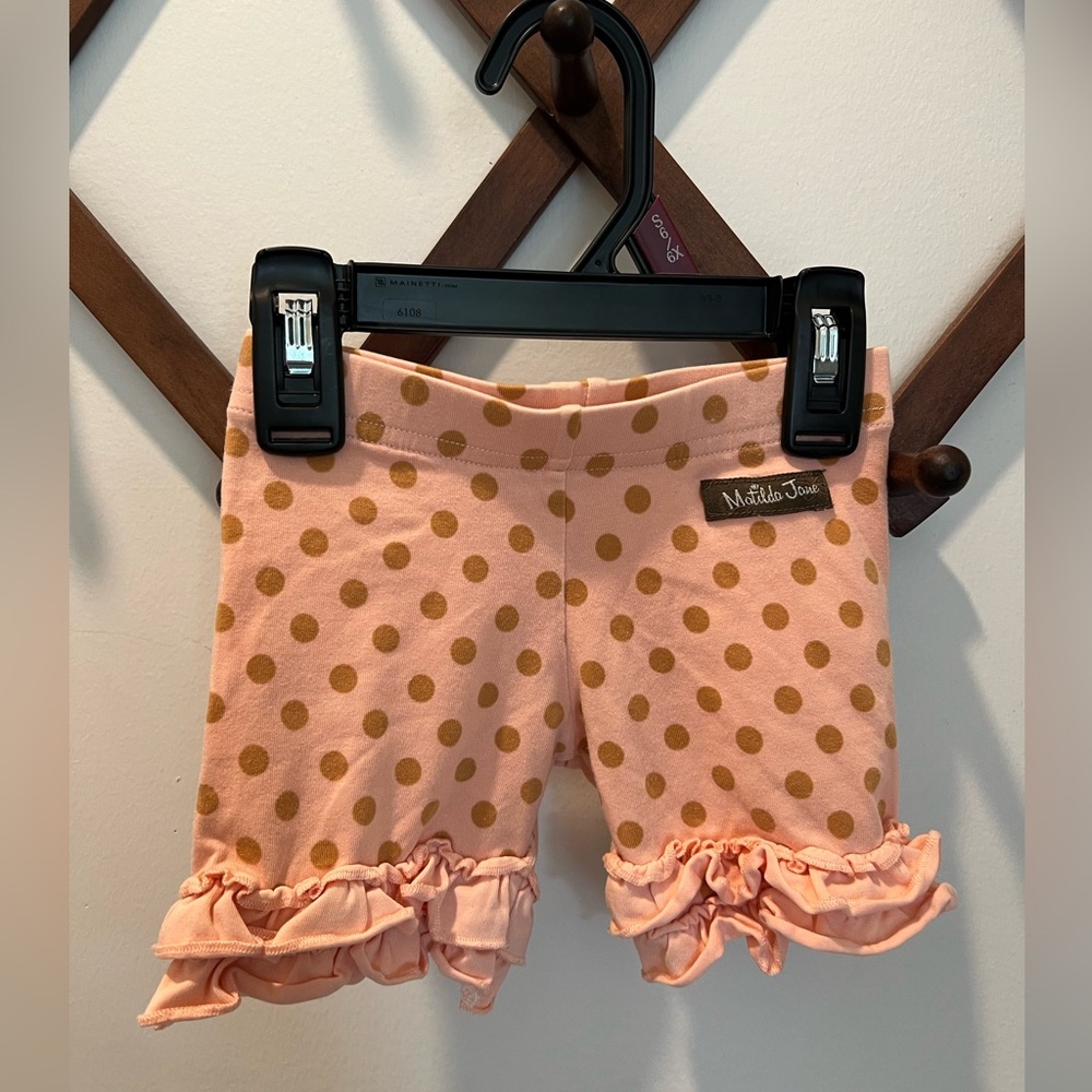 Matilda Jane Pink Polka Dot Ruffle Shorts Girls Size 2